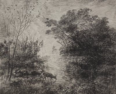 Herten door Charles Francois Daubigny