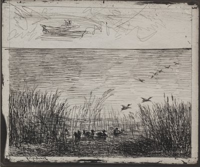 Moeras met Eenden, originele afdruk 1862, gedrukt in 1921 door Charles Francois Daubigny