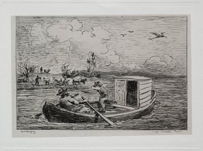De boottocht: Le Mot de Cambronne De scheldpartij, 1861 door Charles Francois Daubigny