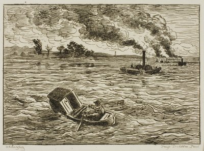 De stoomschepen door Charles Francois Daubigny