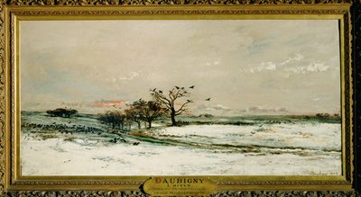 Winter (schilderij op canvas) door Charles Francois Daubigny