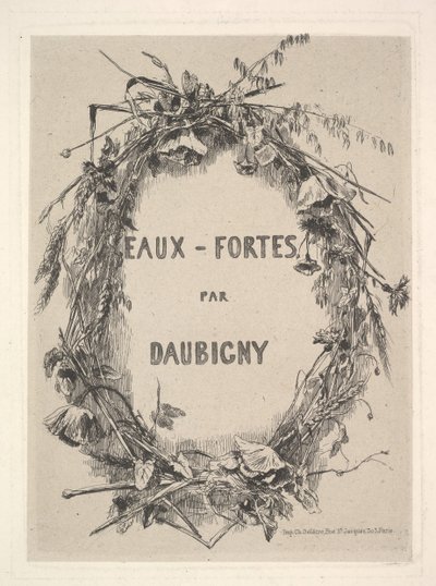 Krans van Wilde Bloemen, titel voor Eaux-Fortes par Daubigny door Charles Francois Daubigny