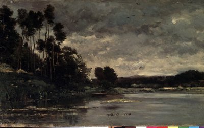 De rivieroevers. door Charles Francois Daubigny