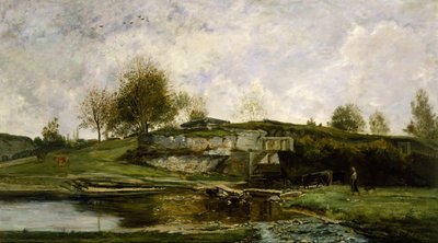 Sluis in de Optevoz vallei door Charles Francois Daubigny