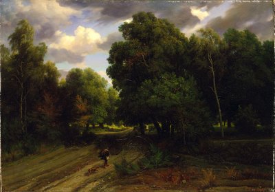Het kruispunt van het adelaarsnest, bos van Fontainebleau door Charles Francois Daubigny