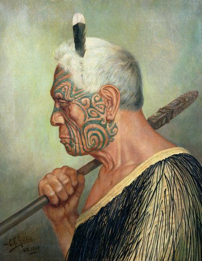 Een Maori Krijger door Charles Frederick Goldie