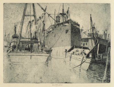 Chelsea Docks, het laden van het schip, 1907 door Charles Frederick William Mielatz