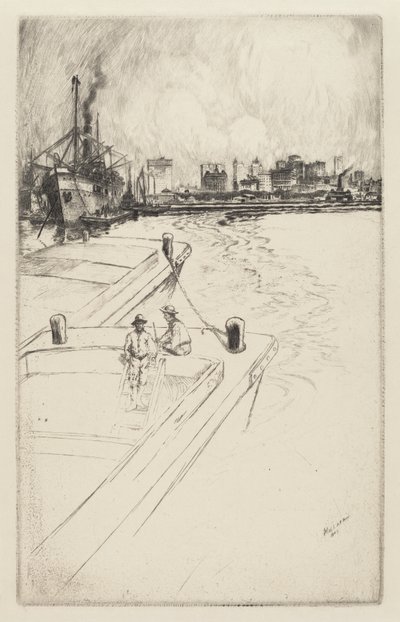 New York vanaf de Haven door Charles Frederick William Mielatz