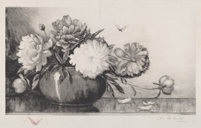 Zonder titel: Pioenen in een kom, 1890 door Charles Frederick William Mielatz