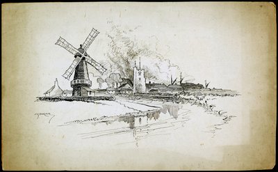 Wellington Windmolen, Barking, Groot-Londen door Charles George Harper