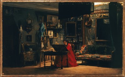 Prinses Mathilde (1820-1904) in haar atelier, rue de Courcelles, circa 1860 (olieverf op doek) door Charles Giraud