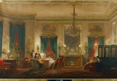 De salon van prinses Mathilde, dochter van koning Hiëronymus en koningin Catharina van Württemberg, in de rue de Courcelle in Parijs ... (olieverf op doek) door Charles Giraud