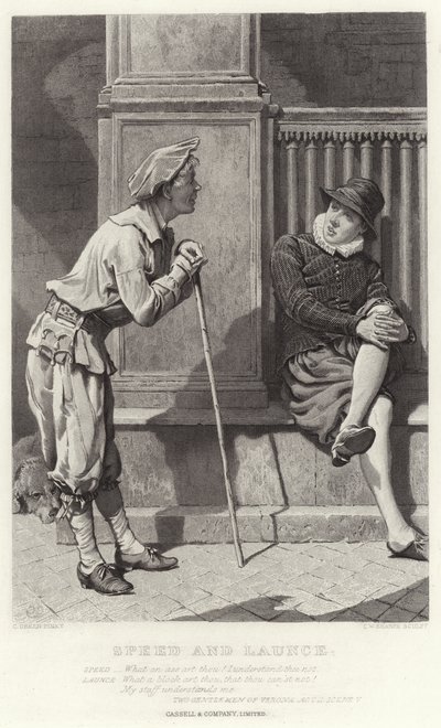Speed en Launce, Twee edellieden van Verona, Act II, Scene V door Charles Green