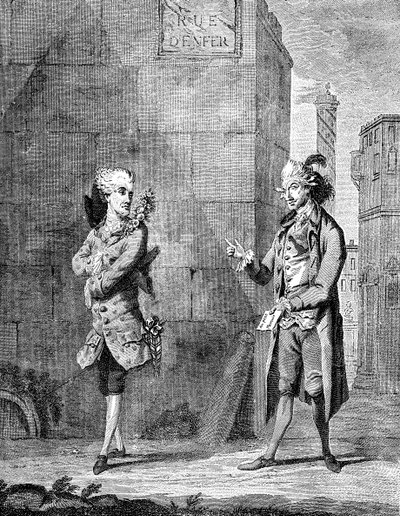 Een Franse Petit Maitre en zijn Knecht, eind 18e eeuw door Charles Grignion