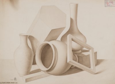 Studie [Vazen, vierkant en zeshoekig], ca. 1881 door Charles Gustav Louis Phillips