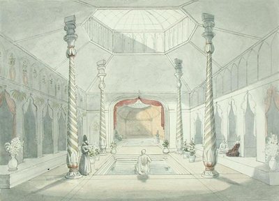 Interieur van een Perzisch bad in Kermanshah door Charles Hamilton Smith