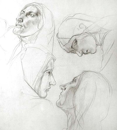 Studie voor de wijze en dwaze maagden door Charles Haslewood Shannon