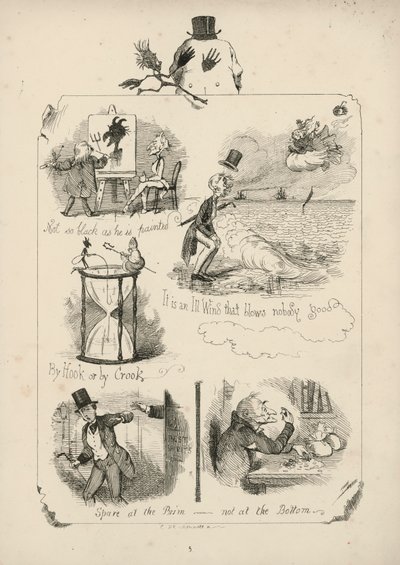 Pagina uit Spreuken met Afbeeldingen door Charles H Bennett door Charles Henry (after) Bennett