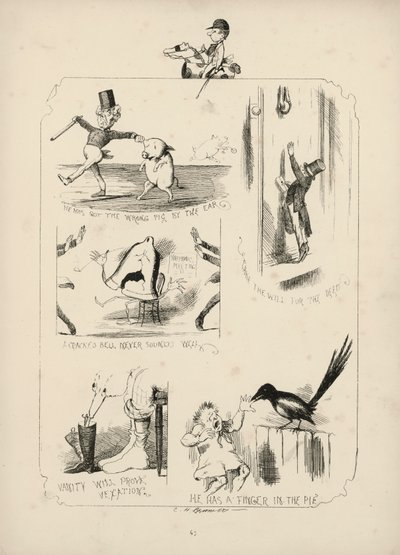 Pagina uit Spreuken met afbeeldingen van Charles H Bennett door Charles Henry (after) Bennett