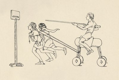 Jongens spelen bij het Quintain Romance of Alexander, ca. 1340. Bodleian, 1931 door Charles Henry Bourne Quennell