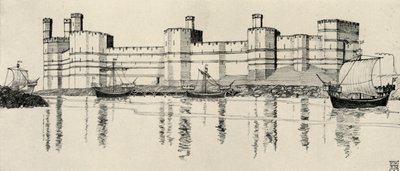 Exterieur van Caernarvon Castle, Noord-Wales, 1931 door Charles Henry Bourne Quennell