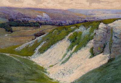 De krijtgroeve, Sussex (aquarel) door Charles Herbert Rogers