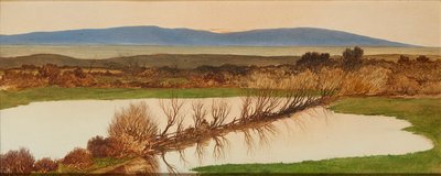 Zonsondergang boven een vijver door Charles Hutton Lear