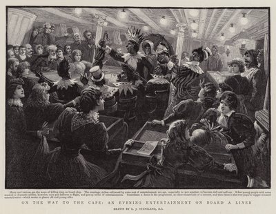 Op weg naar de Kaap, een avondvermaak aan boord van een lijnschip door Charles J. Staniland