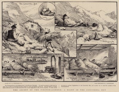 De Beklimming van de Finsteraarhorn, een Nacht in de Concordia Hut door Charles J. Staniland
