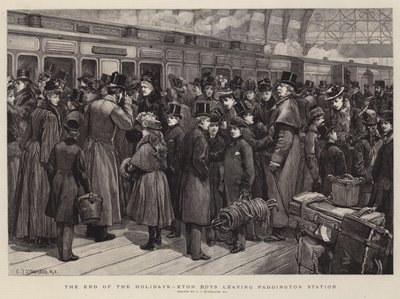 Het Einde van de Vakantie, Eton Jongens verlaten Paddington Station door Charles J. Staniland
