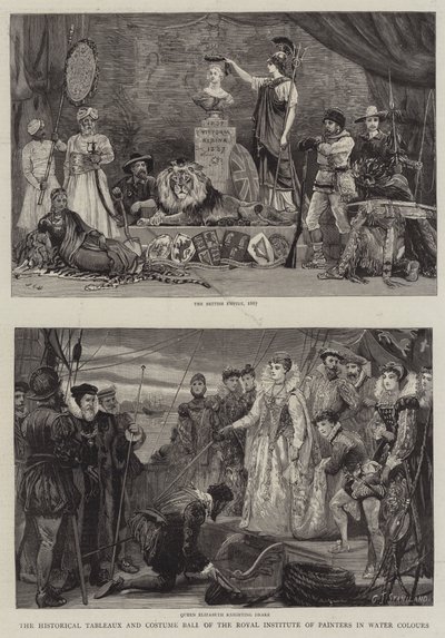 De historische tableaus en kostuumbal van het Koninklijk Instituut van Aquarellisten door Charles J. Staniland