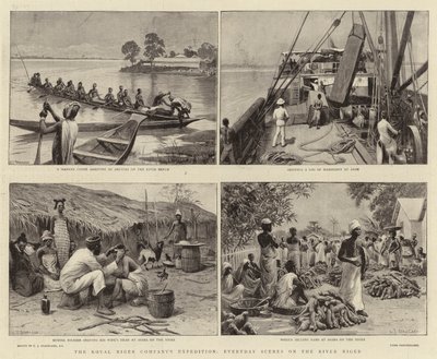 De expeditie van de Royal Niger Company, alledaagse scènes op de rivier de Niger door Charles J. Staniland