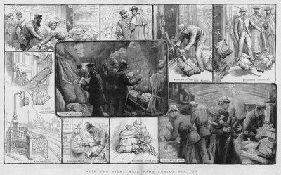 Met de nachttrein vanaf Euston Station (gravure) door Charles J. Staniland