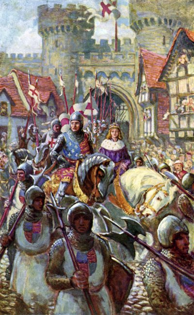 Edward V rijdt Londen binnen met Hertog Richard door Charles John de (after) Lacy