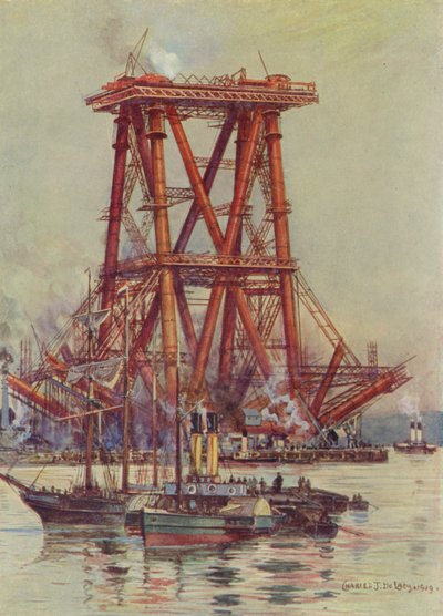 De bouw van de Forth-brug door Charles John de Lacy