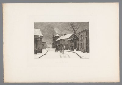Gezicht op de Rue des Rosiers in Montmartre door Charles Joseph Beauverie