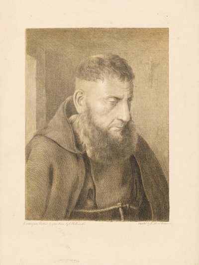 Portret van een monnik door Charles Joseph Hullmandel