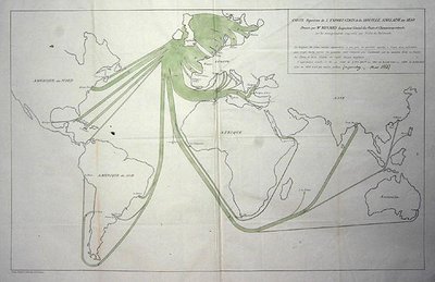 Kaart die de export van kolen uit de Britse eilanden in 1850 toont door Charles Joseph Minard