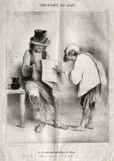 Karikaturen van de dag: Het Lezen van de mysteries van Parijs door Charles Joseph Traviès de Villers