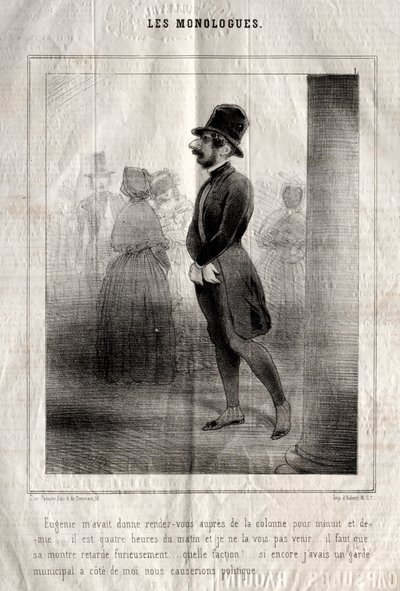 Les Monologues: Eugénie had me om half een bij de kolom ontmoet... door Charles Joseph Traviès de Villers