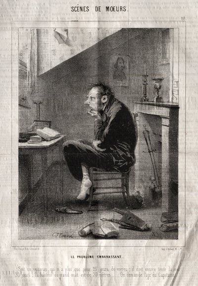 Scènes de Moeurs: Le Problème embarassant door Charles Joseph Traviès de Villers