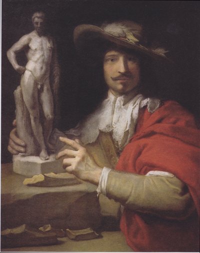Duits: Porträt des Bildhauers Nicolas le Brun Portret van de Beeldhouwer Nicolas Le Brun door Charles Le Brun