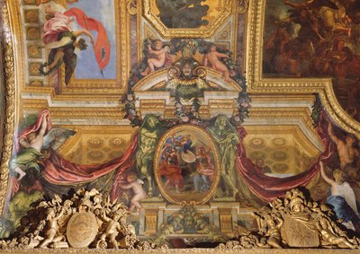 Nederland helpt tegen de Bisschop van Münster, 1665, Plafondschildering uit de Galerie des Glaces door Charles Le Brun