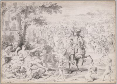 Lodewijk XIV gevangen door Venus, vroege 1670s door Charles Le Brun