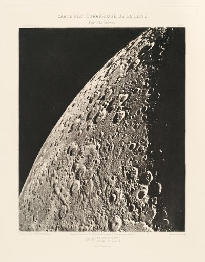 Fotografische kaart van de maan, plaat V,18 april door Charles le Morvan