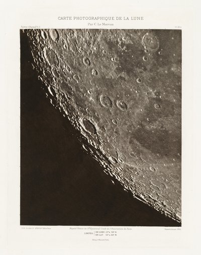 Carte photographique de la lune, planche XII.A (Fotografische Kaart van de Maan, plaat XII.A),11 oktober door Charles le Morvan