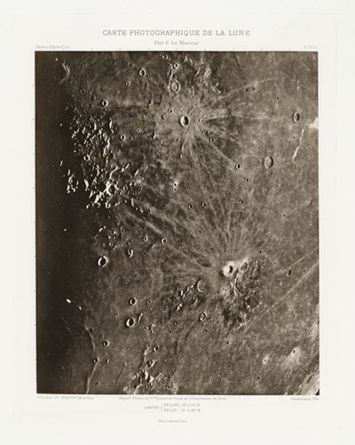 Carte photographique de la lune, planche XIV.A (Fotografische Kaart van de Maan, plaat XIV.A),27 augustus door Charles le Morvan