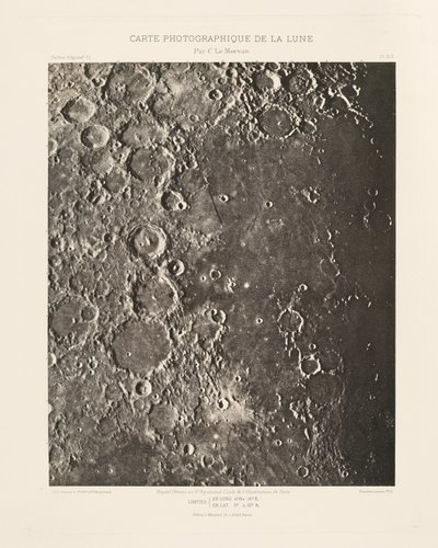 Fotografische kaart van de maan, plaat XIX,6 februari door Charles le Morvan