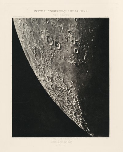 Fotografische kaart van de maan, plaat XI, 18 april door Charles le Morvan