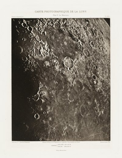 Carte photographique de la lune, planche XX.A (Fotografische Kaart van de Maan, plaat XX.A),27 augustus door Charles le Morvan